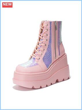 Platform Ankle Boots Chunky Block Heel Dual Closure Booties